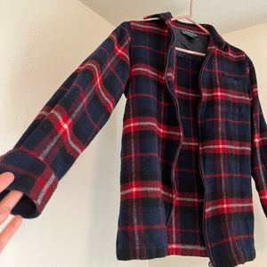 vintage 100% wool ralph lauren zip up collared flannel sweater